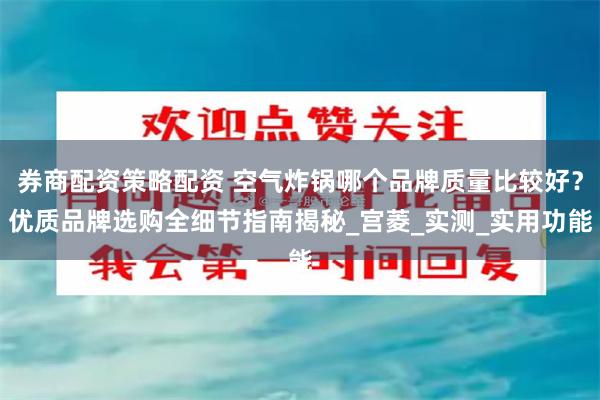 券商配资策略配资 空气炸锅哪个品牌质量比较好？优质品牌选购全细节指南揭秘_宫菱_实测_实用功能