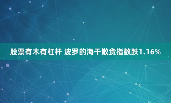股票有木有杠杆 波罗的海干散货指数跌1.16%